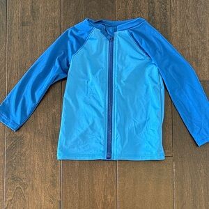 Cat and Jack Kids Long-Sleeve Blue Front-Zip Swim Rashguard